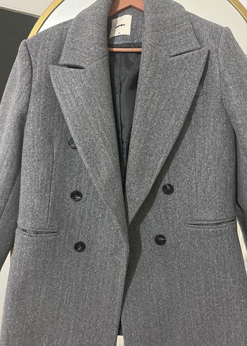 Koton Gri Kadın Düğmeli Yün Midi Kaban - Görsel 2