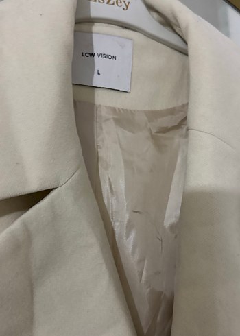 Bej Midi Keten Kadın Palto - Görsel 2