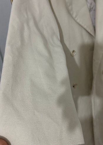 Bej Midi Keten Kadın Palto - Görsel 3