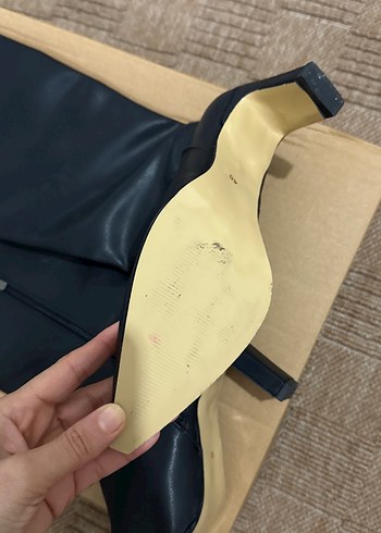 Siyah Deri Dizüstü İnce Topuklu Çizme - Görsel 3