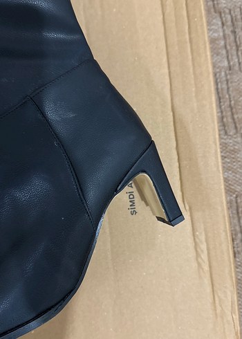 Siyah Deri Dizüstü İnce Topuklu Çizme - Görsel 9