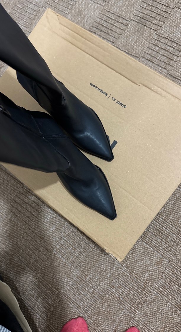 Siyah Deri Dizüstü İnce Topuklu Çizme - Görsel 5
