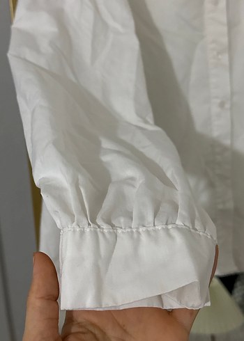 Beyaz Yakalı Düğmeli Keten Kadın Gömlek - Görsel 4