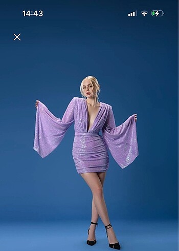 Zara Gira Lila Payetli Elbise
