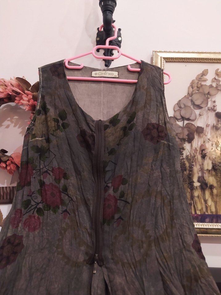 Çiçek Desenli Bohem Fransız elbise - Görsel 2