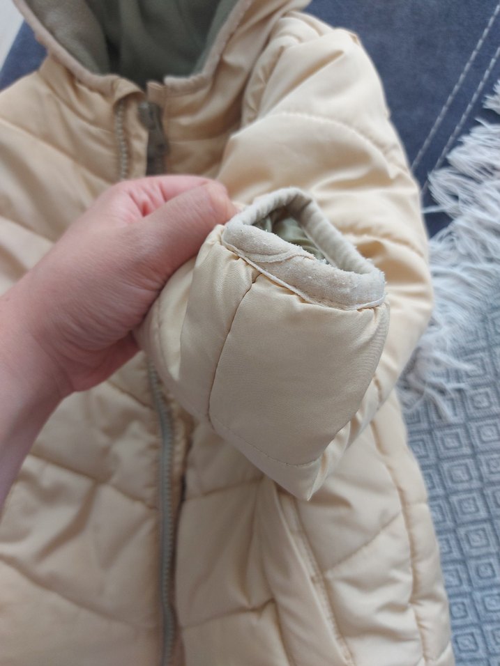 Kapüşonlu  krem unisex Çocuk Mont - Görsel 3