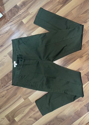 Koton Koyu Haki Duz Kesim Kumas Pantolon