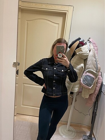 Arkası Taşlı Denim Kot Ceket