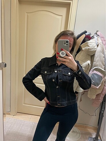 m Beden Arkası Taşlı Denim Kot Ceket