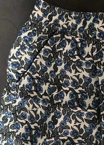 Lastikli Mavi  Desenli Mini Şort - Görsel 2