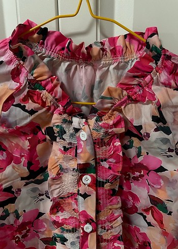 Pembe Renkli Fırfırlı Uzun Kollu Gömlek - Görsel 2