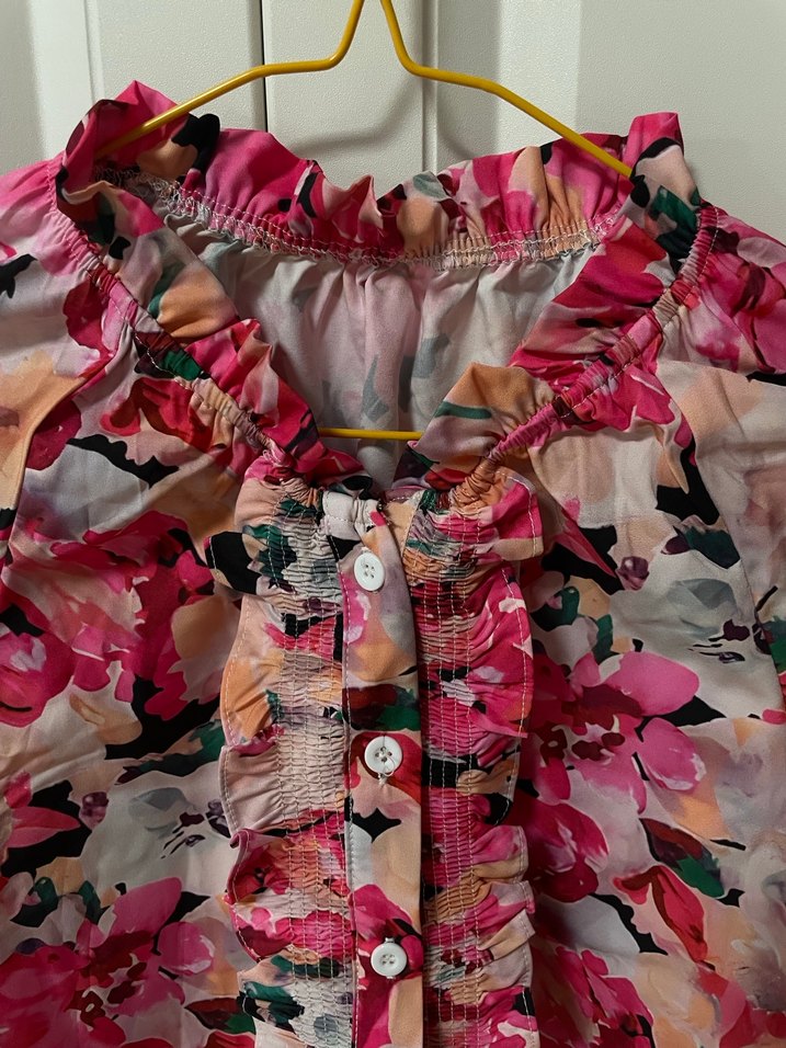 Pembe Renkli Fırfırlı Uzun Kollu Gömlek - Görsel 2