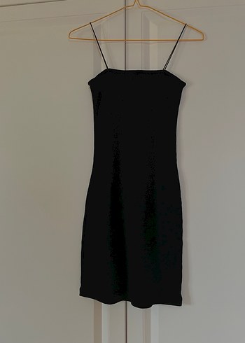 Siyah İnce Askılı Midi Elbise - Görsel 2