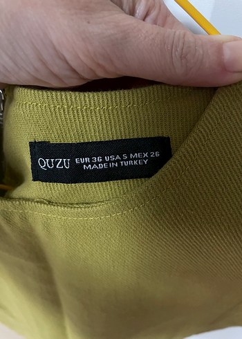 Kolsuz, yağ yeşili mini elbise - Görsel 3