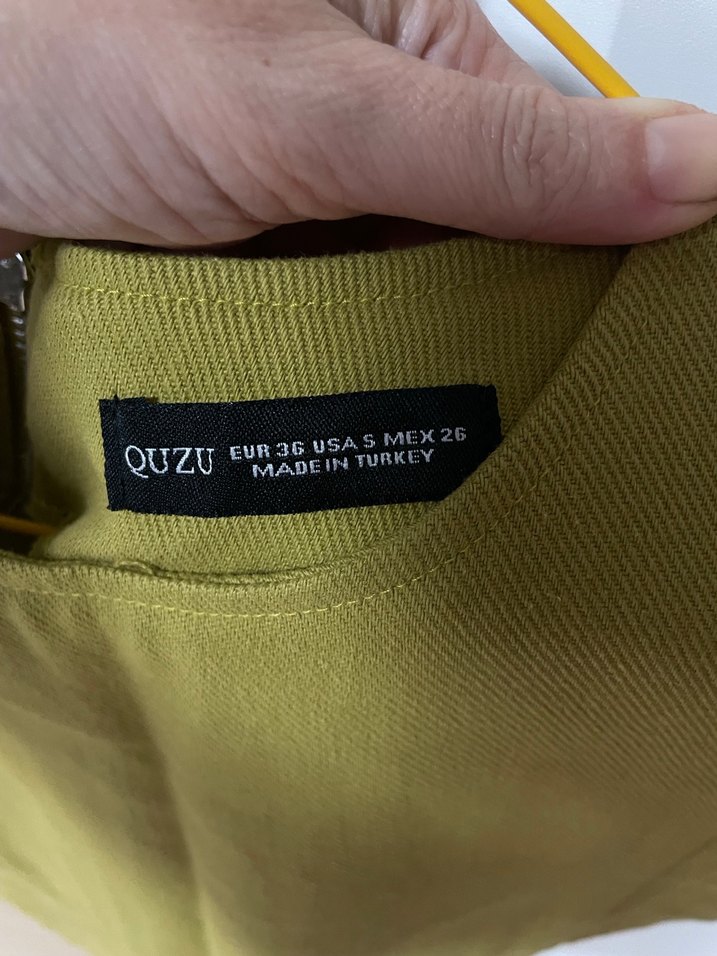 Kolsuz, yağ yeşili mini elbise - Görsel 3