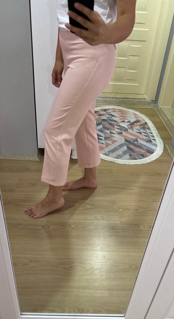 Pembe Kadın Midi Cigarette Pantolon - Görsel 2