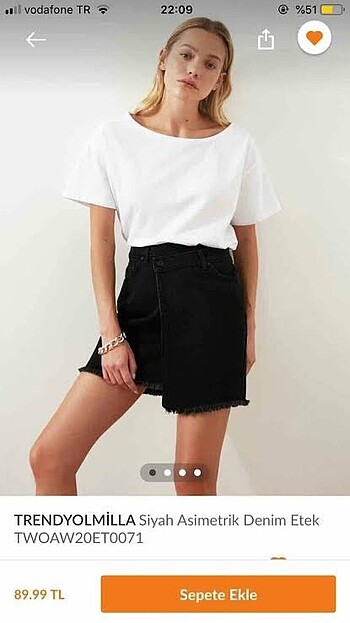 Trendyolmilla asimetrik siyah mini kot etek