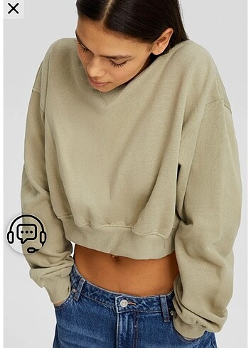 Bershka haki sweat etiketli