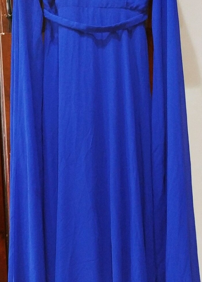 Saks Mavisi Çiçekli Abiye  - Görsel 3