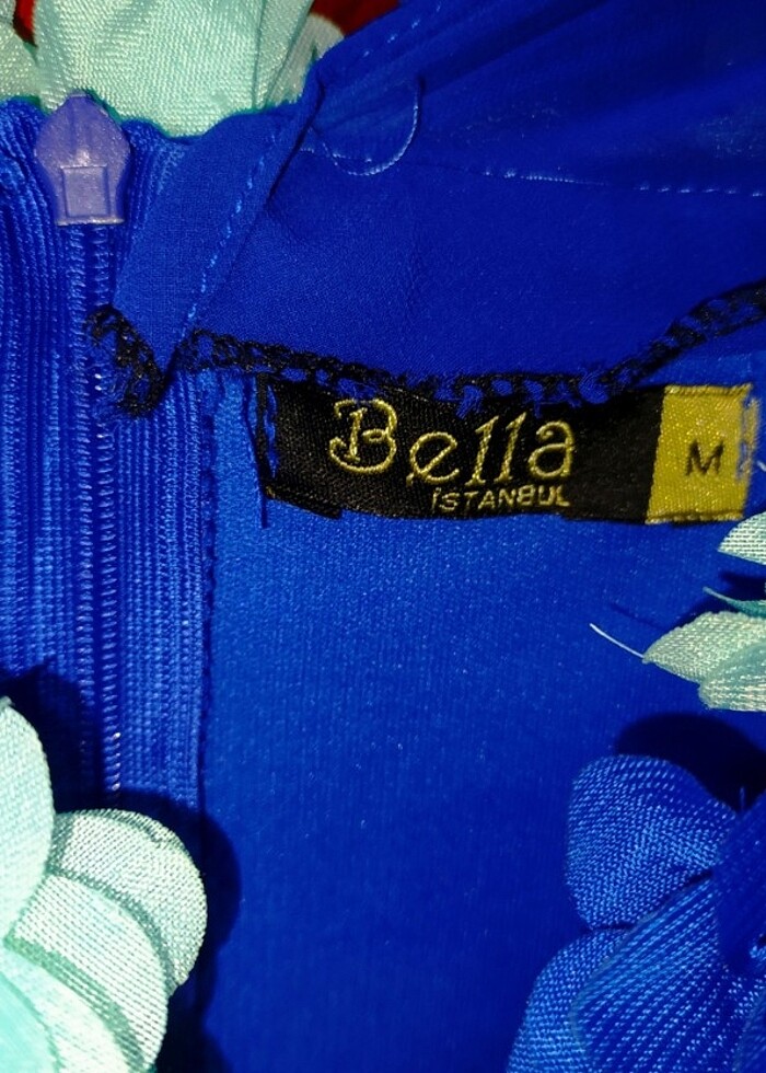 Saks Mavisi Çiçekli Abiye  - Görsel 5