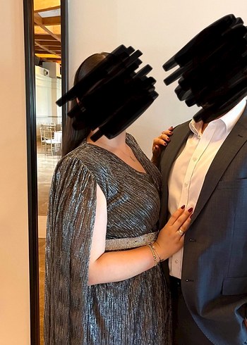 Keikei Gri V Yakalı Mini Elbise - Görsel 4