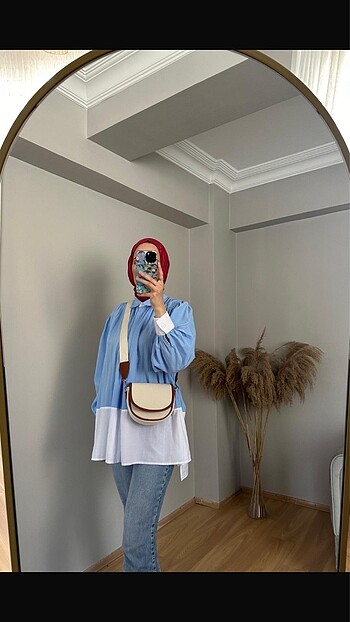 Keten kumaş kenarları şeritli çapraz çanta