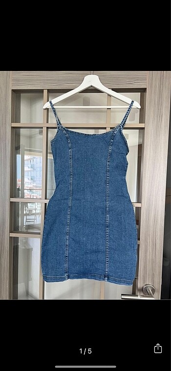 38 Beden mavi Renk H&m kot elbise