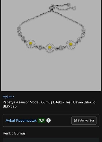 Beden Papatya Modeli Gümüş Kadın Bileklik