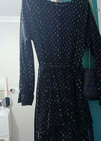 Uzun Kollu Siyah Salaş Kadın Elbise - Görsel 2