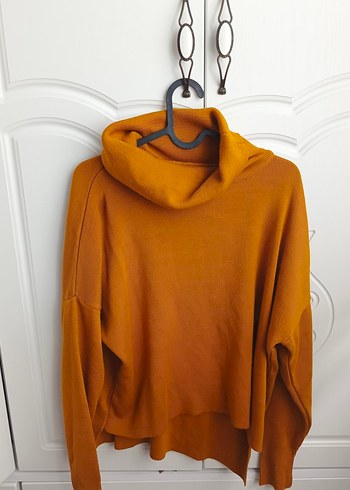 Kadın hardal sarı Boğazlı Triko Kazak - Görsel 2