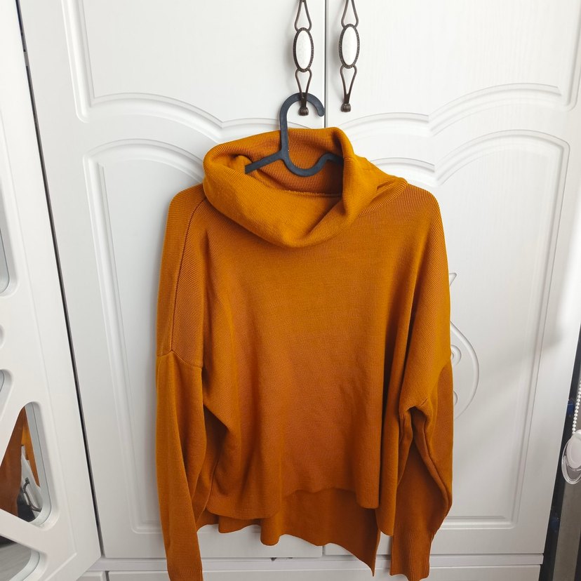 Kadın hardal sarı Boğazlı Triko Kazak - Görsel 2