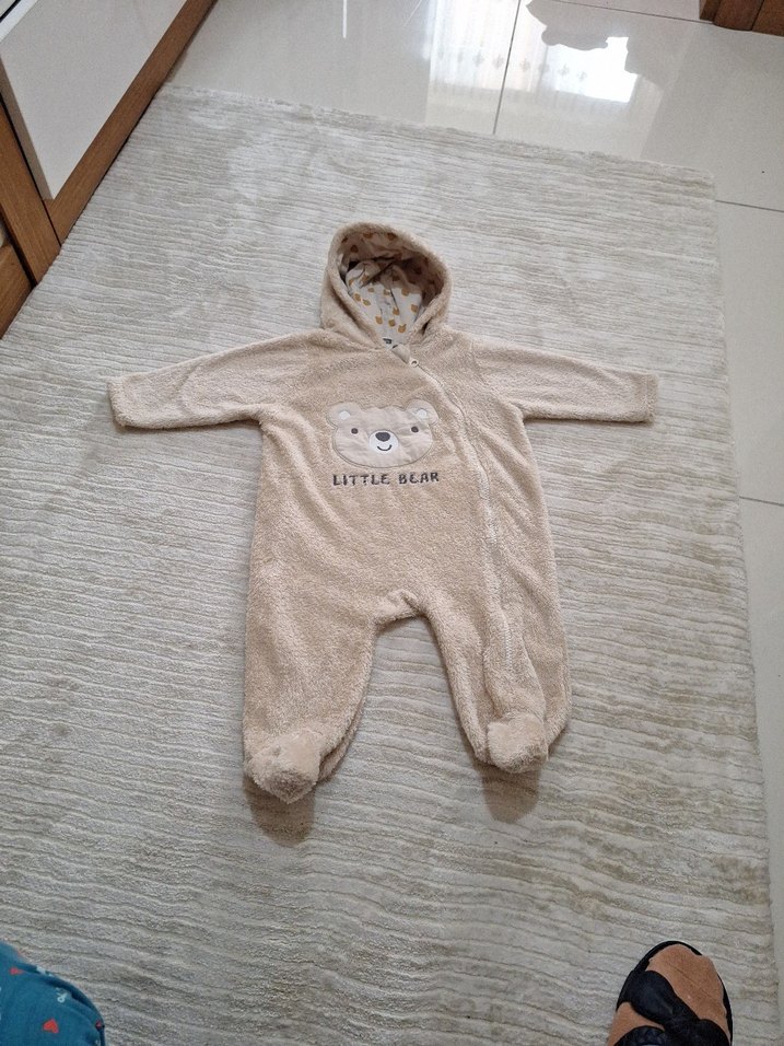 Kürklü Kapüşonlu Bebek Tulum - Görsel 2