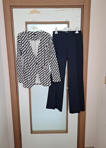 Diğer Kemer Detaylı Siyah Kadın Kumaş Pantolon ve ceket