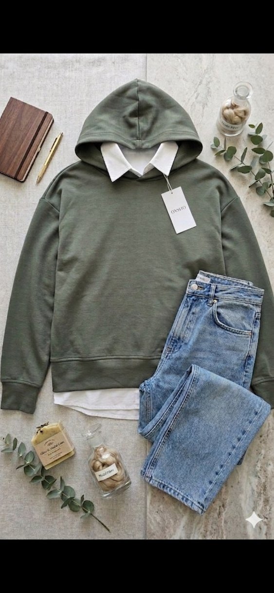 Oysho Modal kumaş haki sweat — görsel 2/7