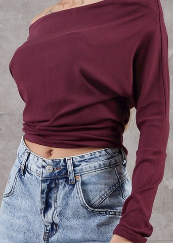 Bordo Uzun Kollu Kadın Bluz - Görsel 3