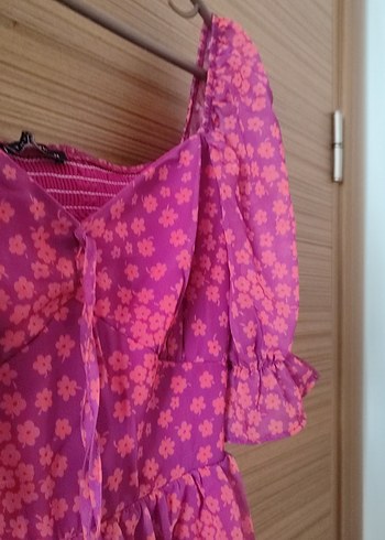 Trendyol & Milla Pembe Volanlı Bohem Midi Elbise