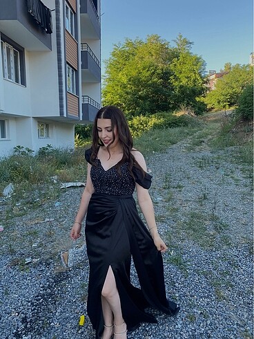 Siyah uzun abiye