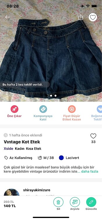 Vintage kot etek