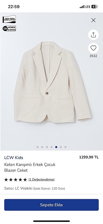 LCW ceket keten karışımlı