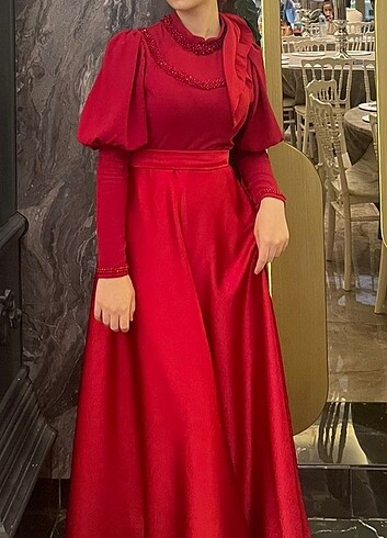 m Beden kırmızı Renk Kına gecesi tesettür abiye elbise