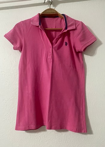 l Beden Pembe Kısa Kollu Polo Yaka Tişört