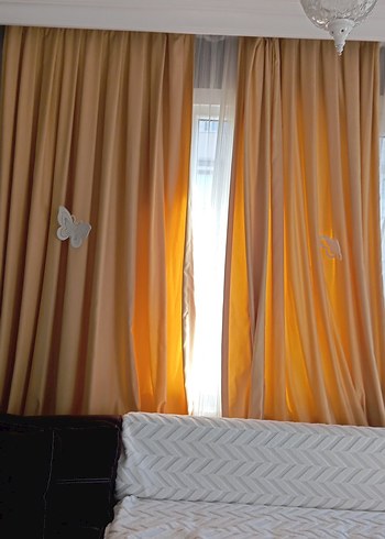 Bej Modern Düz Fon Perde en. 98 boy2. 60 tekkanat250 - Görsel 2