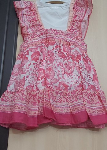 Diğer Kız Çocuk Pembe Renkli Desenli Elbise