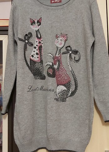 Gri Uzun Kollu Triko Kadın Kazak - Görsel 2