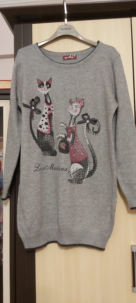 Gri Uzun Kollu Triko Kadın Kazak - Görsel 2