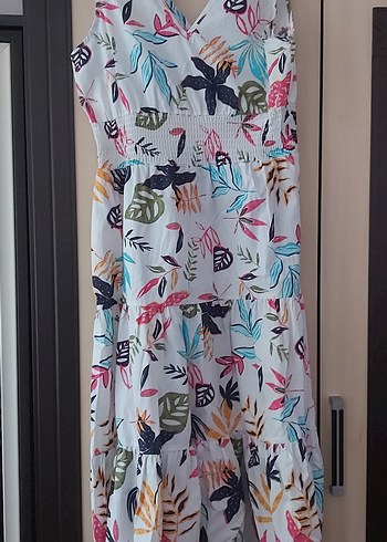 Çiçek Desenli Bohem Uzun Elbise - Görsel 2