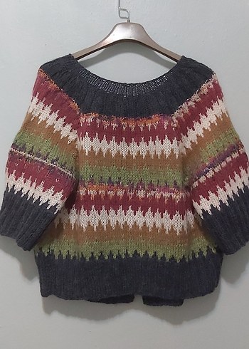 El örgüsü Yün
Bohem Çok Renkli Kısa Örgü Hırka - Görsel 3