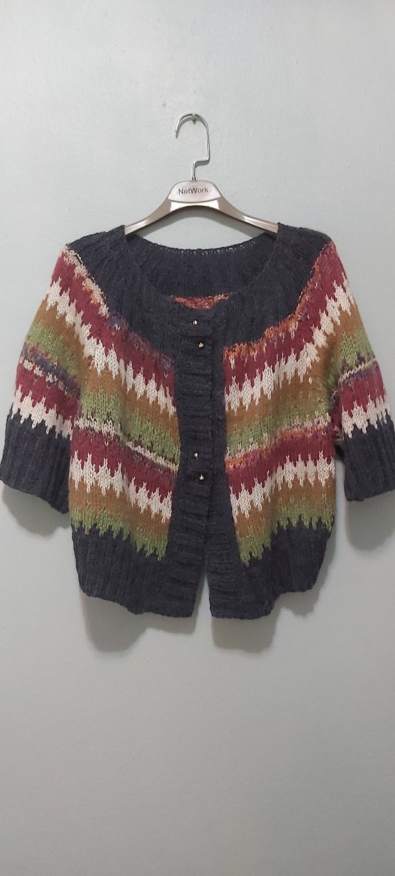 El örgüsü Yün
Bohem Çok Renkli Kısa Örgü Hırka - Görsel 2