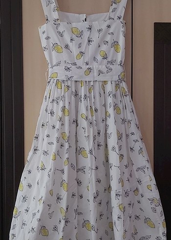 Bohem Tarz Beyaz Uzun Düğmeli Elbise - Görsel 3