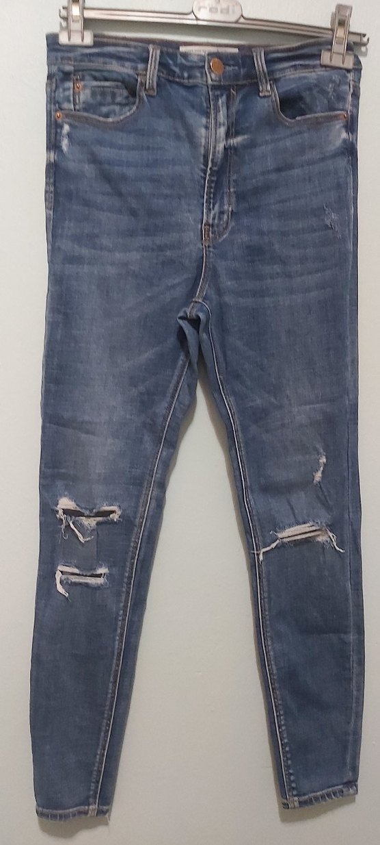 Diz Yırtıklı Dar Kesim Mavi Kadın Jean Likrali - Görsel 3